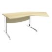 Bureau 135° IDRA - retour d'angle à droite - L180 cm - Pieds blanc - plateau imitation Erable