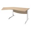 Bureau 135° IDRA - retour d'angle à gauche - L180 cm - Pieds blanc - plateau imitation Chêne clair