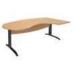 Bureau compact manager retour à droite IDRA - 200 cm - Pied anthracite - Hêtre (Pieds de renfort obligatoire à rajouter - non inclus)