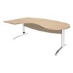 Bureau compact manager retour à gauche IDRA - 200 cm - Pied blanc - Chêne clair (Pieds de renfort obligatoire à rajouter - non inclus)