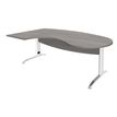 Bureau compact manager retour à gauche IDRA - 200 cm - Pied blanc - Chêne gris (Pieds de renfort obligatoire à rajouter - non inclus)