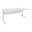 Bureau double vague symétrique IDRA - L180 cm - Pieds blanc - plateau Blanc perle