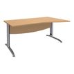 Bureau droit IDRA - Vague à droite - L140 cm - Pieds alu - Plateau imitation Hêtre