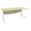 Bureau droit IDRA - Vague à droite - L160 cm - Pieds blancs - plateau imitation Erable