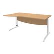Bureau droit IDRA - Vague à gauche - L140 cm - Pieds blancs - Plateau imitation Hêtre