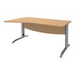 Bureau droit IDRA - Vague à gauche - L160 cm - Pieds alu - Plateau imitation Hêtre