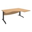 Bureau compact à droite IDRA - L160 cm - Pieds anthracite - Plateau imitation Hêtre (Pieds de renfort obligatoire à rajouter - non inclus)