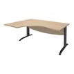 Bureau compact à gauche IDRA - L160 cm - Pieds anthracite - plateau imitation Chêne clair (Pieds de renfort obligatoire à rajouter - non inclus)