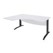 Bureau compact à gauche IDRA - L160 cm - Pieds anthracite - plateau Blanc perle (Pieds de renfort obligatoire à rajouter - non inclus)