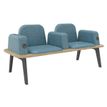 Banquette ILO - 2 places L172xP67cm -  carbone - structure chêne clair - tissu bleu guède