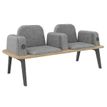 3253310179417-Banquette ILO - 2 places L172xP67cm -  carbone - structure chêne clair - tissu gris chiné--0