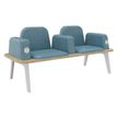 3253310177499-Banquette ILO - 2 places L172xP67cm -  blanc - structure chêne clair - tissu bleu guède--0