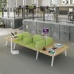 3253310177499-Banquette ILO - 2 places L172xP67cm -  blanc - structure chêne clair - tissu bleu guède--1