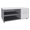 Console mobile EXPRIM/LOFTER/LEVEL - L120 x H63 x P60 cm - 2 tiroirs dont 1 DS - coté aluminium - finition façade et dessus Blanc perle