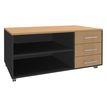 3253310163485-Console mobile LEVEL/STEELY/WOODY- L120 x H63 x P60 cm - 3 tiroirs - coté anthracite - finition façade et dessus--0