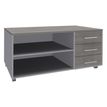 Console mobile EXPRIM/LOFTER/LEVEL - L120 x H63 x P60 cm - 3 tiroirs - coté aluminium - finition façade et dessus imitation Chêne gris