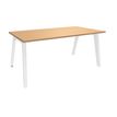 Bureau simple STEELY - L140 cm - Pieds blanc - plateau imitation Hêtre