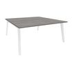 Bureau double STEELY - L180 cm - Double face Depart - Pieds blanc - plateau imitation Chêne gris