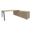 3253310163362-Bureau STEELY Manager - L180 x P100 x H72,5 cm - console retour à droite (2 tiroirs) L200 x P60 x H72,5 cm - pieds carbone - plateau imita--0