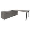 Bureau STEELY Manager - L180 x P100 x H72,5 cm - console retour à gauche (2 tiroirs) L200 x P60 x H72,5 cm - pieds carbone - plateau imitation chêne gris