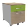 Caisson mobile INEO JET UP Bureau Vallée - L43 x H56 x P60 cm - 2 Tiroirs dont 1 dossier suspendu - façade imitation chêne clair et anis