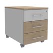 Caisson mobile INEO JET UP Bureau Vallée - L43 x H56 x P60 cm - 3 Tiroirs - façade imitation chêne clair et blanc