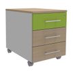 Caisson mobile INEO JET UP Bureau Vallée - L43 x H56 x P60 cm - 3 Tiroirs - façade imitation chêne clair et anis