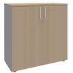 Armoire mi-haute IDRA/DUAL -  L80 x H102 x P47 - 2 portes - 2 tablettes métal DS - Corps alu - Portes et dessus Chêne Clair