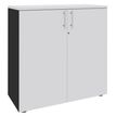 Armoire mi-haute IDRA/DUAL -  L80 x H102 x P47 - 2 portes - 2 tablettes métal DS - Corps anthracite - Portes et dessus Blanc perle