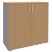 Armoire mi-haute IDRA/DUAL -  L80 x H102 x P47 - 2 portes - 2 tablettes métal DS - Corps alu - Portes et dessus Hêtre
