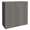 Armoire mi-haute IDRA/DUAL -  L80 x H102 x P47 - 2 portes - 2 tablettes métal DS - Corps anthracite - Portes et dessus Chêne gris
