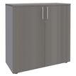 Armoire mi-haute IDRA/DUAL -  L80 x H102 x P47 - 2 portes - 2 tablettes métal DS - Corps alu - Portes et dessus Chêne gris