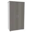 Armoire haute EXPRIM/LOFTER/LEVEL - H180 x L80 x P47 - 2 portes - Corps Blanc perle - Dessus et portes imitation Chêne gris