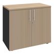 Armoire basse EXPRIM/LOFTER/LEVEL - H72 x L80 x P47 - 2 portes - Corps Anthracite - Dessus et portes imitation Chêne clair