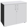 Armoire basse IDRA/DUAL - H72 x L80 x P47 - 2 portes - Corps anthracite - Dessus et portes Blanc perle