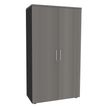 Armoire haute IDRA/DUAL - H180 x L80 x P47 - 2 portes - Corps anthracite - Portes et dessus imitation chêne gris