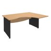 Bureau compact à droite DUAL - L180 cm - Pieds Anthracite - plateau imitation Hêtre (Pieds de renfort ou caisson bout de bureau obligatoire à rajouter - non inclus)