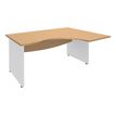 Bureau compact à droite DUAL - L160 cm - Pieds blanc - plateau imitation Hêtre (Pieds de renfort ou caisson bout de bureau obligatoire à rajouter - non inclus)