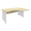 Bureau compact à droite DUAL - L160 cm - Pieds blanc - plateau imitation Erable (Pieds de renfort ou caisson bout de bureau obligatoire à rajouter - non inclus)