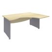 3253310106673-Bureau compact à droite DUAL - L160 cm - Pieds alu - plateau imitation Erable (Pieds de renfort ou caisson bout de bureau obligatoire à rajou--0