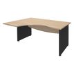Bureau compact à gauche DUAL - L180 cm - Pieds Anthracite - plateau imitation Chêne clair (Pieds de renfort ou caisson bout de bureau obligatoire à rajouter - non inclus)