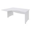 Bureau compact à gauche DUAL - L160 cm - Pieds blanc - plateau blanc (Pieds de renfort ou caisson bout de bureau obligatoire à rajouter - non inclus)