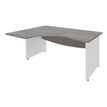 Bureau compact à gauche DUAL - L180 cm - Pieds blanc - plateau imitation Chêne gris (Pieds de renfort ou caisson bout de bureau obligatoire à rajouter - non inclus)