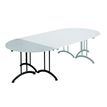 Table de réunion pliante - demi-ronde - L140 x H74 x P70 cm - gris/noir