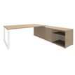 Bureau LOFTER Manager - L180 x P100 x H72,5 cm - console retour à droite (cases) - pieds blanc - plateau imitation chêne clair