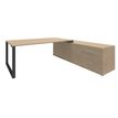 3253310171169-Bureau LOFTER Manager - L180 x P100 x H72,5 cm - console retour à droite (tiroirs) - pieds carbone - plateau imita--0