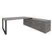 Bureau LOFTER Manager - L180 x P100 x H72,5 cm - console retour à droite (tiroirs) - pieds carbone - plateau imitation chêne gris