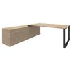Bureau LOFTER Manager - L180 x P100 x H72,5 cm - console retour à gauche (tiroirs) - pieds carbone - plateau imitation chêne clair