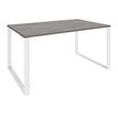 Bureau droit LOFTER - L120 cm - Plateau imitation chêne gris - pied Blanc