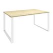 Bureau droit LOFTER - L120 cm - Plateau imitation Erable - pied Blanc